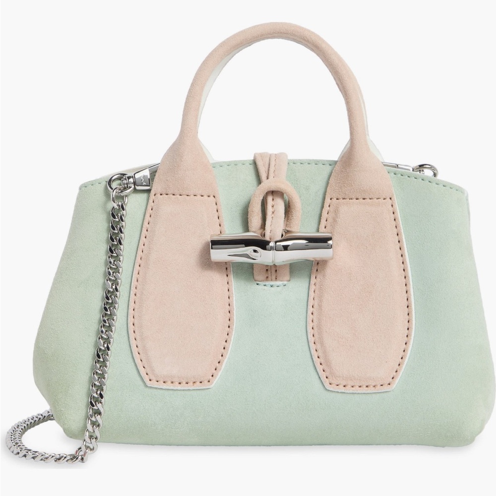 Longchamp Le Roseau XS Celadon and Beige Mini Bag